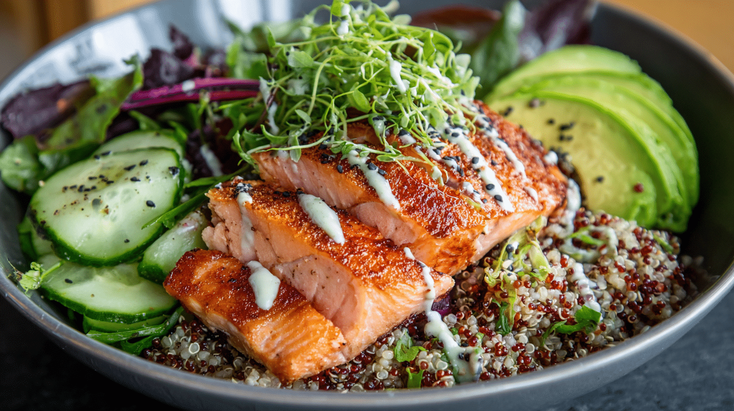 salmon grain bowl