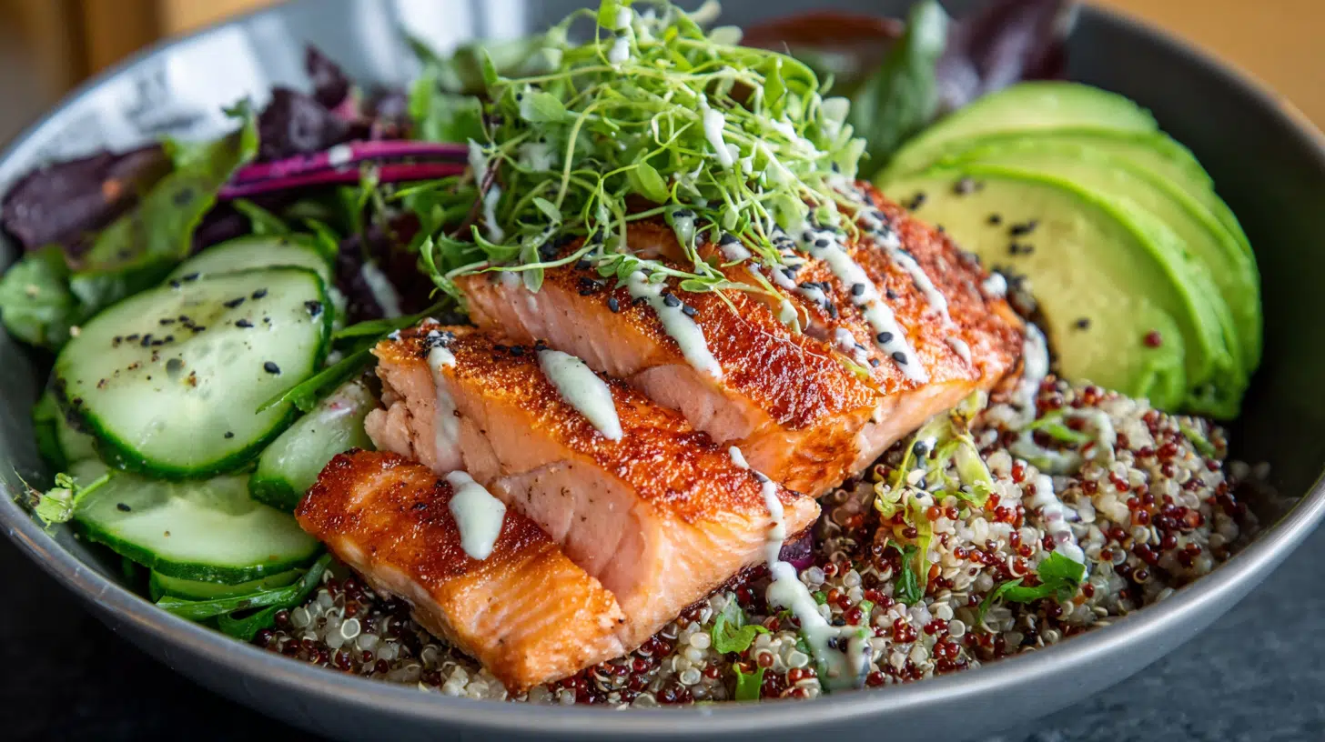 salmon grain bowl