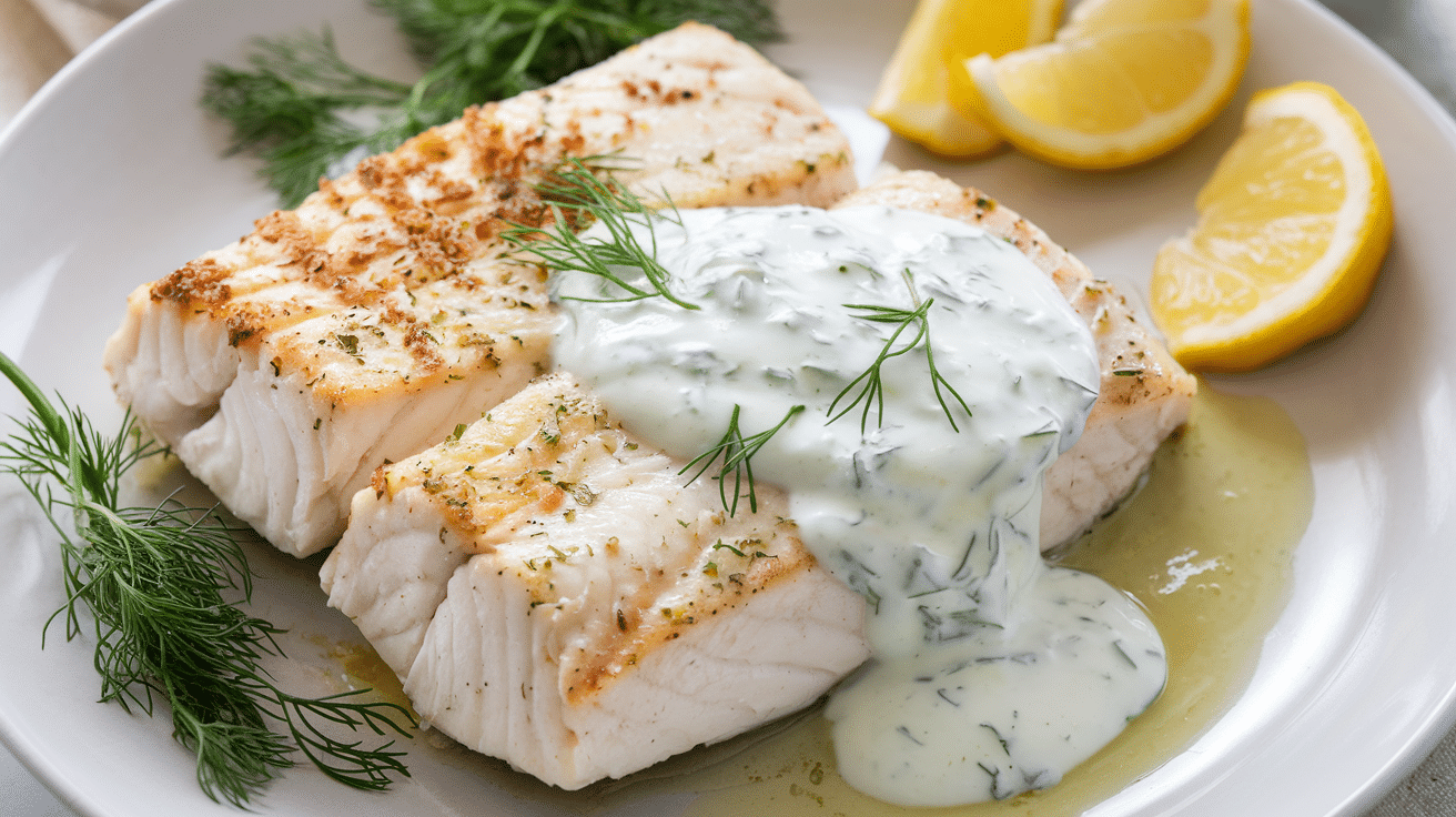 baked-halibut-with-garlic-yogurt-sauce