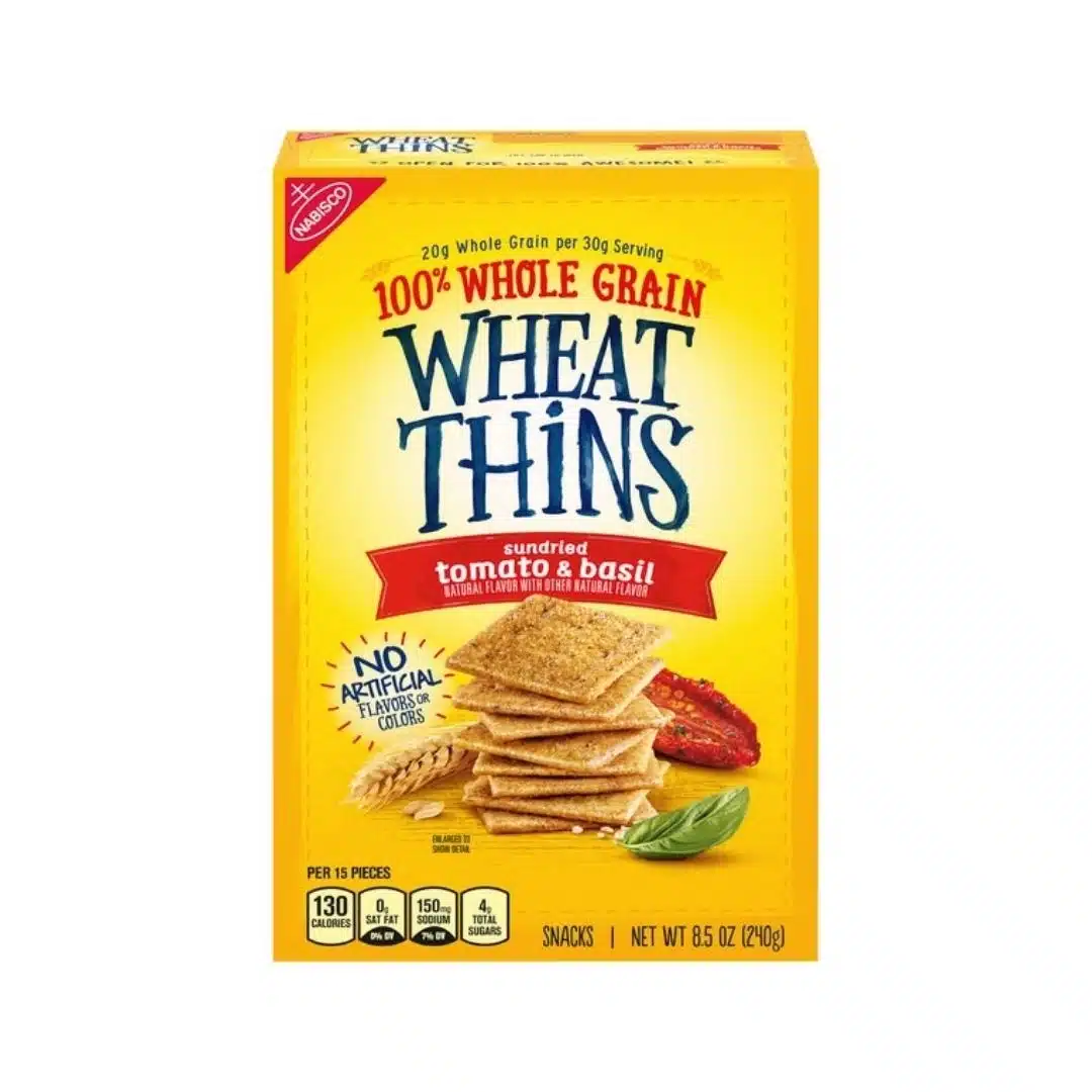 Wheat Thins Sundried Tomato & Basil whole grain crackers, natural flavor, no artificial colors